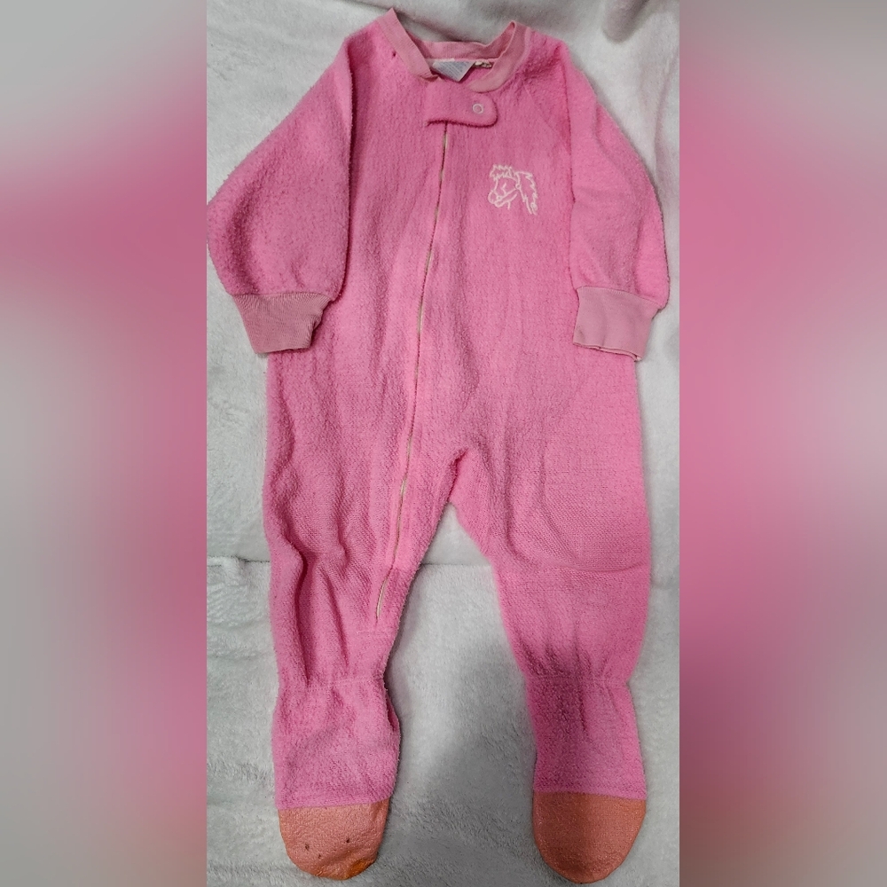 Vintage 70s 80s Carter's Pink "Jama Blanket" Footsie Onesie Size Medium 2yrs.